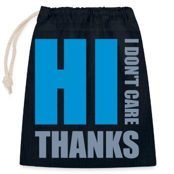 Hi I dont care - Verschließbarer Geschenkbeutel aus Baumwolle (25x30cm) - Navy - Vorne