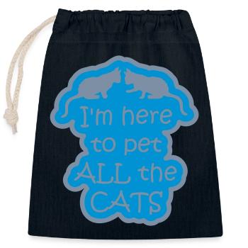 Animaux de compagnie tous les chats - Sac cadeau en coton avec cordon (25 x 30 cm) - bleu marine - Devant
