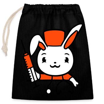 Bunny Doctor Seringue Infirmière Hôpital - Sac cadeau en coton avec cordon (25 x 30 cm) - noir - Devant