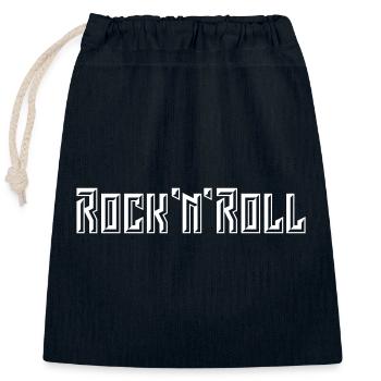 Rock 'n' Roll Schriftzug (3D / NEG / 1C) - Verschließbarer Geschenkbeutel aus Baumwolle (25x30cm) - Navy - Vorne
