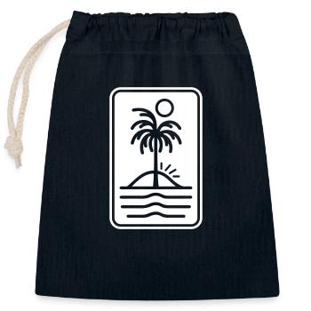 Vacances à Palm Island - Sac cadeau en coton avec cordon (25 x 30 cm) - bleu marine - Devant