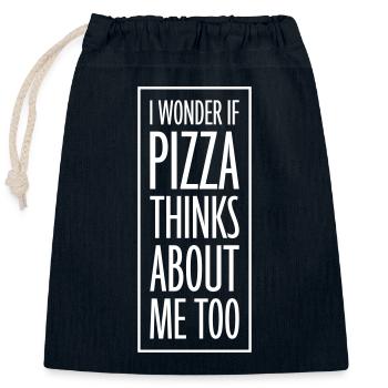 pizza thinks about me - Closable cotton gift bag (25x30cm) - navy - Front