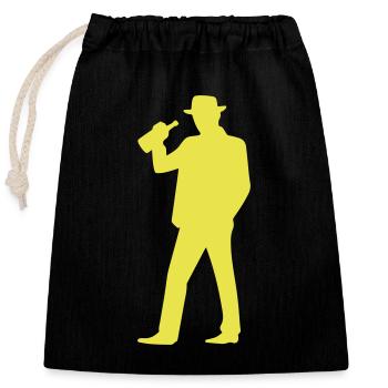 Drunk Silhouette Funny - Closable cotton gift bag (25x30cm) - black - Front