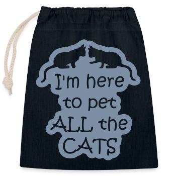 Animaux de compagnie tous les chats - Sac cadeau en coton avec cordon (25 x 30 cm) - bleu marine - Devant