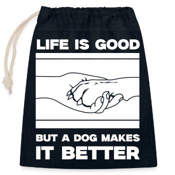 hund life is good pfote - Verschließbarer Geschenkbeutel aus Baumwolle (25x30cm) - Navy - Vorne