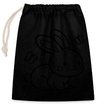 Lapin mignon Lapin - Sac cadeau en coton avec cordon (25 x 30 cm) - noir - Devant