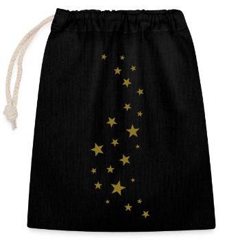 Lots of stars, starlets, gold stars, stardust - Closable cotton gift bag (25x30cm) - black - Front