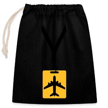 badge ligne avion avion mouche pilote vol voyage j - Sac cadeau en coton avec cordon (25 x 30 cm) - noir - Devant