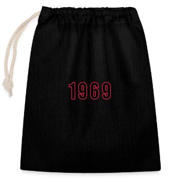1969 Year Number - Closable cotton gift bag (25x30cm) - black - Front