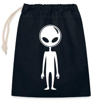 Alien Außerirdischer - Verschließbarer Geschenkbeutel aus Baumwolle (25x30cm) - Navy - Vorne