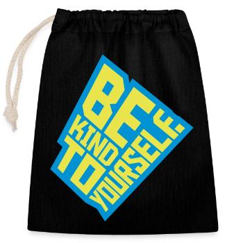 soyez gentil avec vous-même - Sac cadeau en coton avec cordon (25 x 30 cm) - noir - Devant