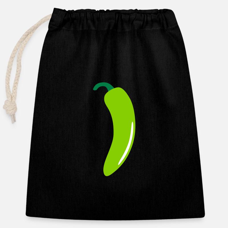 Piment vert - Sac cadeau en coton avec cordon (25 x 30 cm) - noir