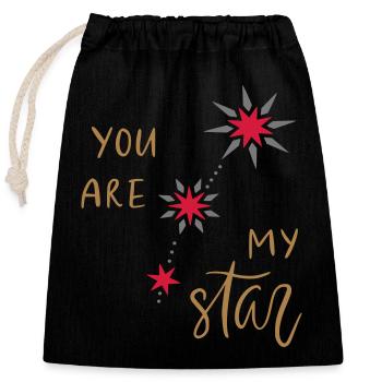 Tu es ma star - Sac cadeau en coton avec cordon (25 x 30 cm) - noir - Devant