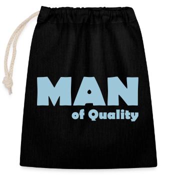 MAN OF QUALITY - Closable cotton gift bag (25x30cm) - black - Front