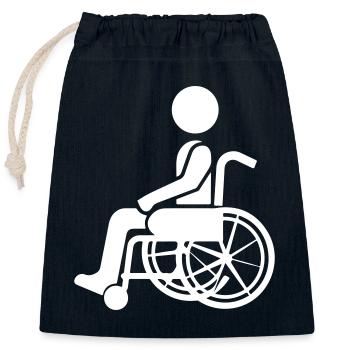 Rollstuhl - Verschließbarer Geschenkbeutel aus Baumwolle (25x30cm) - Navy - Vorne