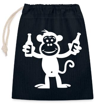 Affe Party Flasche - Verschließbarer Geschenkbeutel aus Baumwolle (25x30cm) - Navy - Vorne