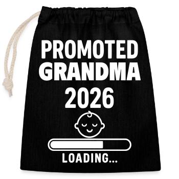 Pregnancy announcement Future granny 2026 - Closable cotton gift bag (25x30cm) - black - Front
