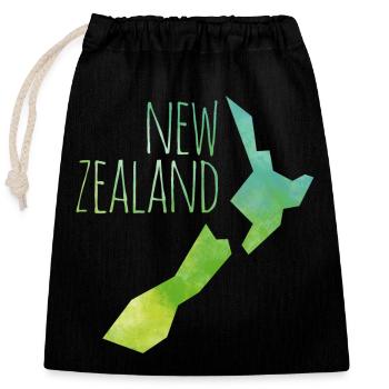 new zealand - Closable cotton gift bag (25x30cm) - black - Front