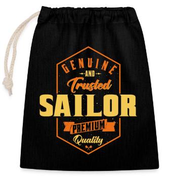 Trustworthy sailor - Closable cotton gift bag (25x30cm) - black - Front