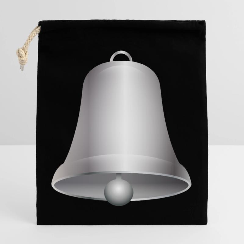 große silberfarbene Kirchen Glocke oder Glöckchen Verschließbarer Geschenkbeutel aus Baumwolle (25x30cm)