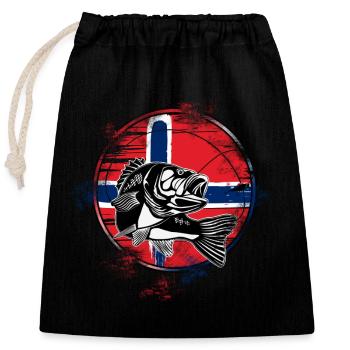 Pêche en Norvège - Sac cadeau en coton avec cordon (25 x 30 cm) - noir - Devant
