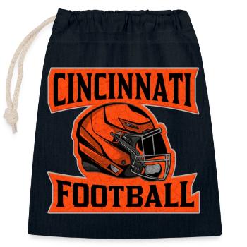 Cincinnati Football Helm Orange - Verschließbarer Geschenkbeutel aus Baumwolle (25x30cm) - Navy - Vorne