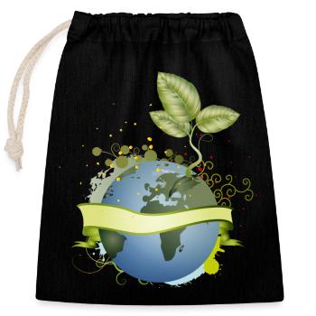 in the earth unfolds with banner - Closable cotton gift bag (25x30cm) - black - Front