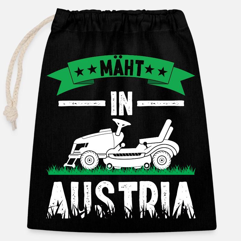 Mäht in Austria Herzschlag Rasenmähen Garten - Verschließbarer Geschenkbeutel aus Baumwolle (25x30cm) - Schwarz