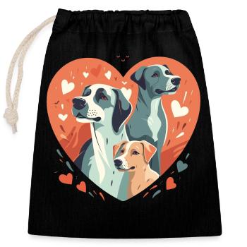 Liebe zu Hunden - Verschließbarer Geschenkbeutel aus Baumwolle (25x30cm) - Schwarz - Vorne