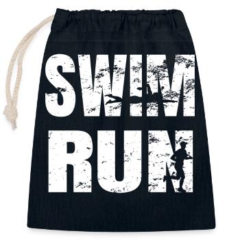 SwimRun Swimming Jogging Endurance Sports Idea - Closable cotton gift bag (25x30cm) - navy - Front