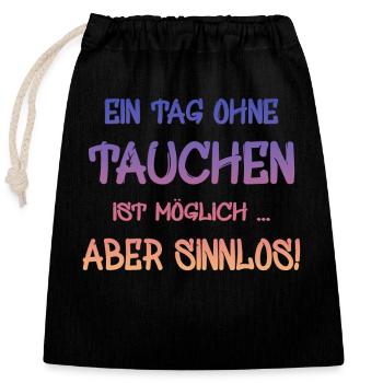 tauchen diving - Verschließbarer Geschenkbeutel aus Baumwolle (25x30cm) - Schwarz - Vorne
