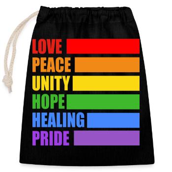 LGBTQ-Pride-Werte - Verschließbarer Geschenkbeutel aus Baumwolle (25x30cm) - Schwarz - Vorne