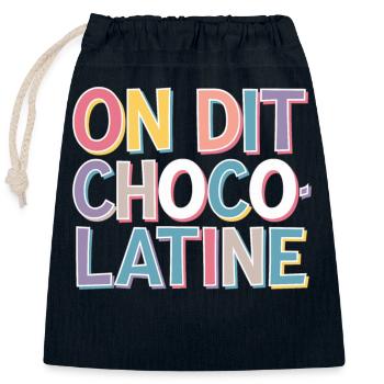 On dit chocolatine - Sac cadeau en coton avec cordon (25 x 30 cm) - bleu marine - Devant