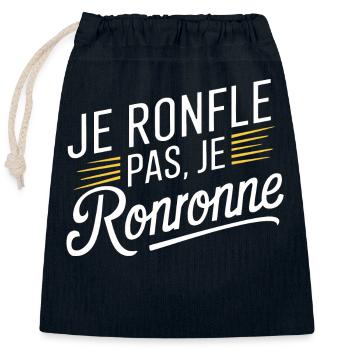 Je ronfle pas, je ronronne - Sac cadeau en coton avec cordon (25 x 30 cm) - bleu marine - Devant