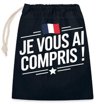 Je vous ai compris - Sac cadeau en coton avec cordon (25 x 30 cm) - bleu marine - Devant