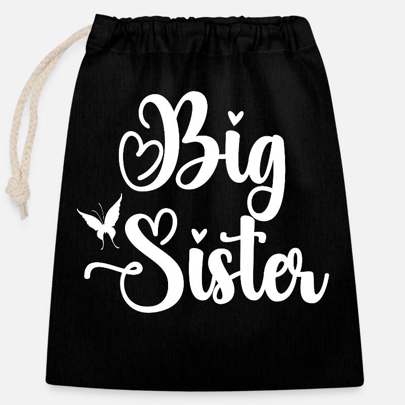 Big Sister - Closable cotton gift bag (25x30cm) - black