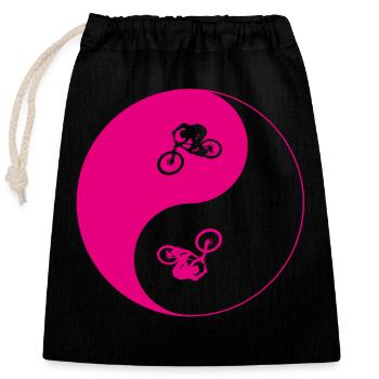 biken - yin yang - Verschließbarer Geschenkbeutel aus Baumwolle (25x30cm) - Schwarz - Vorne