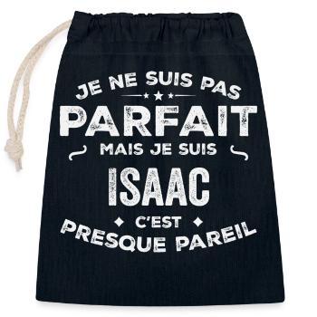 Isaac A first name, a story, a personality - Closable cotton gift bag (25x30cm) - navy - Front