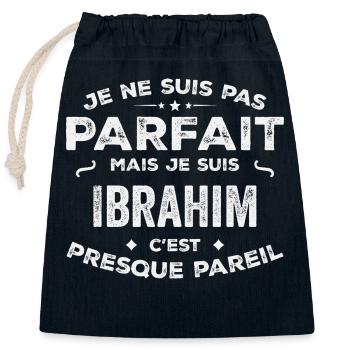 Ibrahim Un Prénom, Une Histoire, Une Personnalité - Sac cadeau en coton avec cordon (25 x 30 cm) - bleu marine - Devant