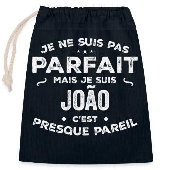 João Un Prénom, Une Histoire, Une Personnalité - Sac cadeau en coton avec cordon (25 x 30 cm) - bleu marine - Devant