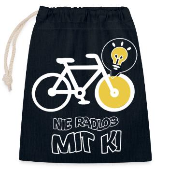 Creative bike with light bulb design - Closable cotton gift bag (25x30cm) - navy - Front