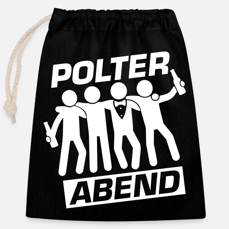 Polterabend Crew Polterhochzeit - Verschließbarer Geschenkbeutel aus Baumwolle (25x30cm) - Schwarz