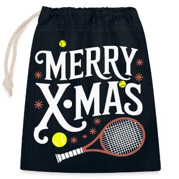 Tennis Weihnachten X-Mas Hoodie Shirt Tasse - Verschließbarer Geschenkbeutel aus Baumwolle (25x30cm) - Navy - Vorne