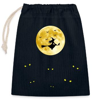 Nuits au clair de lune : le vol des sorcières - Sac cadeau en coton avec cordon (25 x 30 cm) - bleu marine - Devant