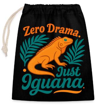 Zero Drama Iguana - Verschließbarer Geschenkbeutel aus Baumwolle (25x30cm) - Schwarz - Vorne