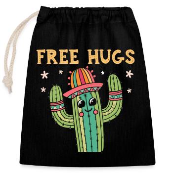 Cactus Happy Umarmungen kostenlos - Verschließbarer Geschenkbeutel aus Baumwolle (25x30cm) - Schwarz - Vorne