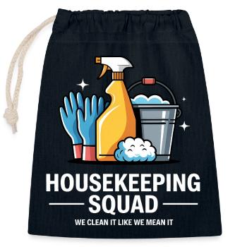 Conception de nettoyage amusante - Sac cadeau en coton avec cordon (25 x 30 cm) - bleu marine - Devant