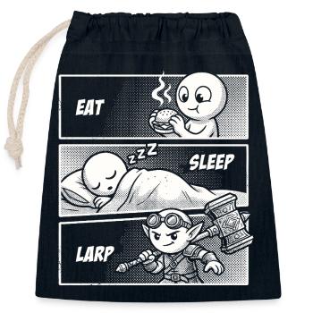 Eat Sleep LARP – La vie quotidienne d’un héros - Sac cadeau en coton avec cordon (25 x 30 cm) - bleu marine - Devant