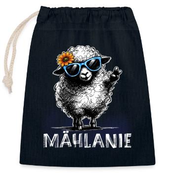 Mählanie – Naughty Sheep Pun Peace - Closable cotton gift bag (25x30cm) - navy - Front