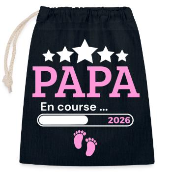 Annonce papa futur naissance humour - Sac cadeau en coton avec cordon (25 x 30 cm) - bleu marine - Devant